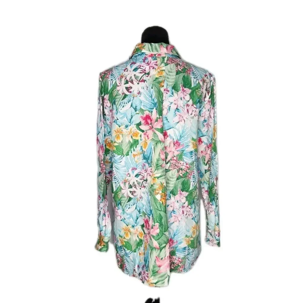 Tommy Bahama Coastalina Women's Linen Button Down Shirt Valley of the Flowers M - Picture 3 of 7